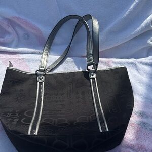 Coach Poppy Black & Silver Bandana Glitter Graffiti Butterfly Canvas Tote